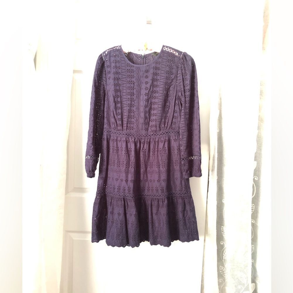 J. Crew Eyelet Women's Lace Flutter Dress 100% Cotton Sz 6 back zipper